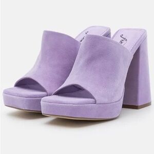 Free People Purple Platform Mules with Chunky Heel
